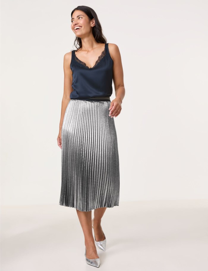 Gerry Weber Pleated skirt with a shiny finish Skjørt Grønn | JVGK8532