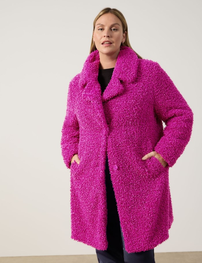 SAMOON Plush coat made of faux fur Jakker Rosa | VYLL0839