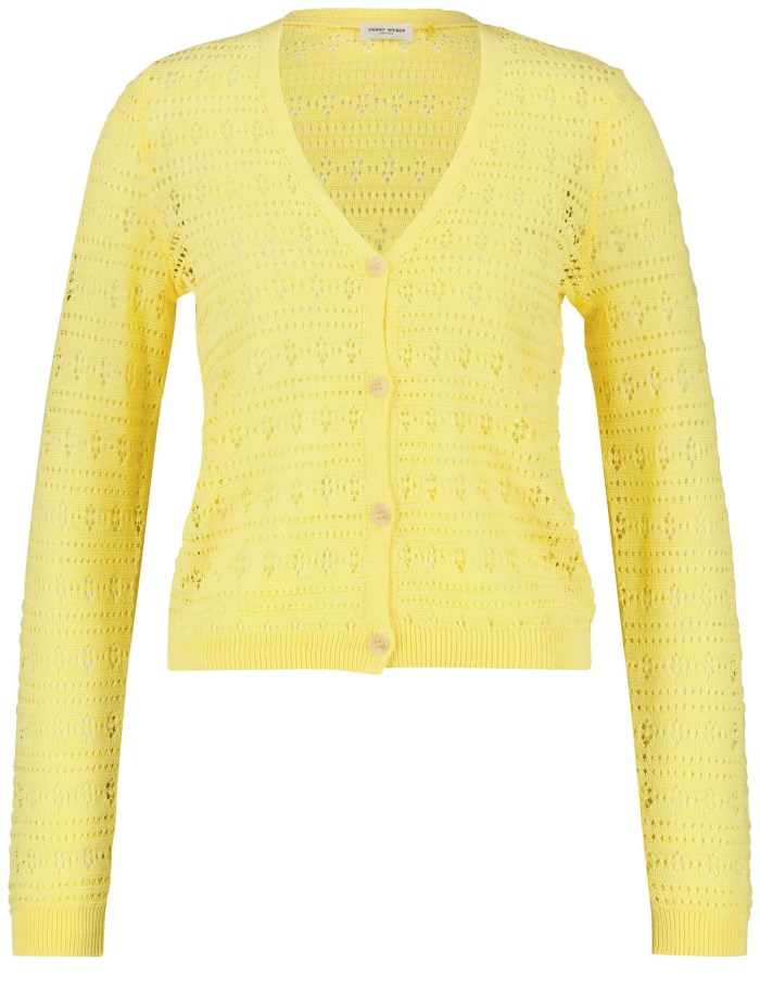 Gerry Weber Pointelle knitted cardigan Strikkevarer Gul | EDDL1613