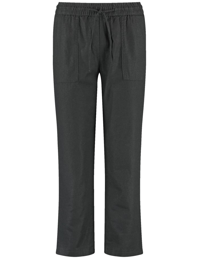 Gerry Weber Pull-on trousers made of cotton/linen, Easy Fit Bukser Svarte | GDDP5444