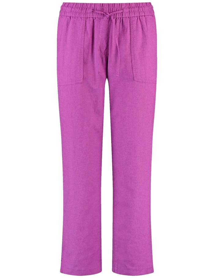 Gerry Weber Pull-on trousers made of cotton/linen, Easy Fit Bukser Rosa | RYPF7560