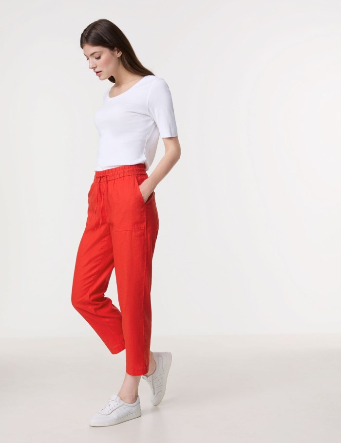 Gerry Weber Pull-on trousers made of cotton/linen, Easy Fit Bukser Rød | TWKH7838