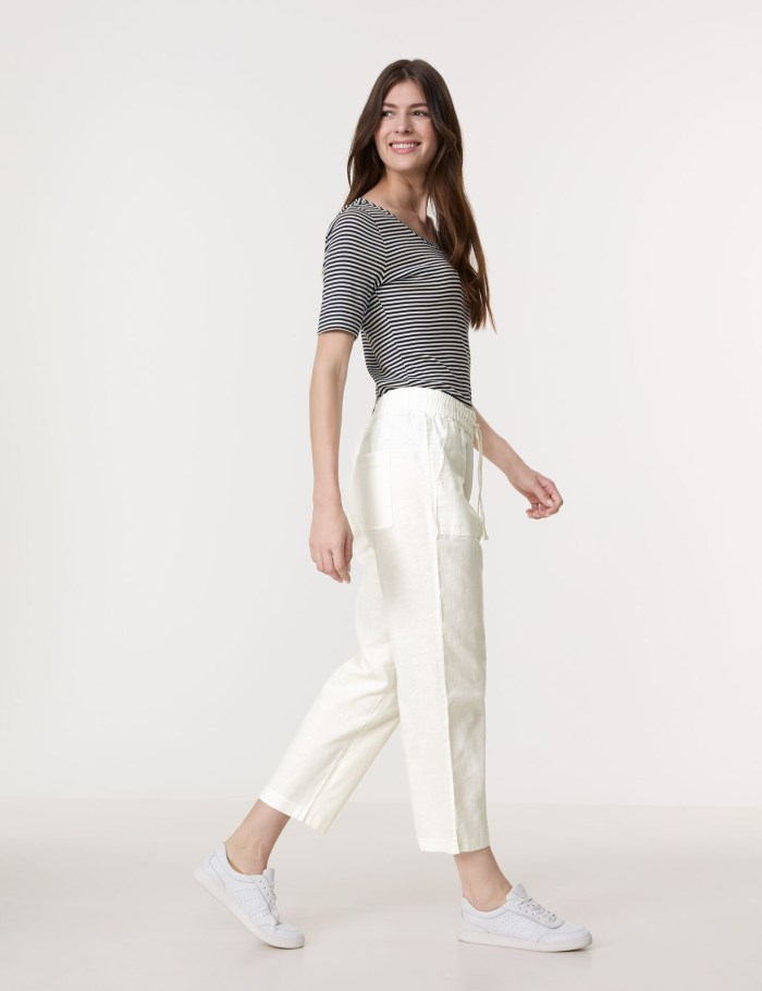 Gerry Weber Pull-on trousers made of cotton/linen, Easy Fit Bukser Hvite | ROAD9132