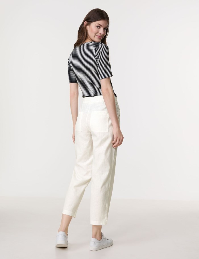 Gerry Weber Pull-on trousers made of cotton/linen, Easy Fit Bukser Hvite | ROAD9132