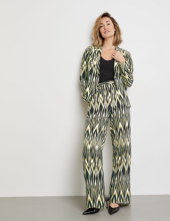 Gerry Weber Pull-on trousers with an ikat print Bukser Multicolor | BMLD9443