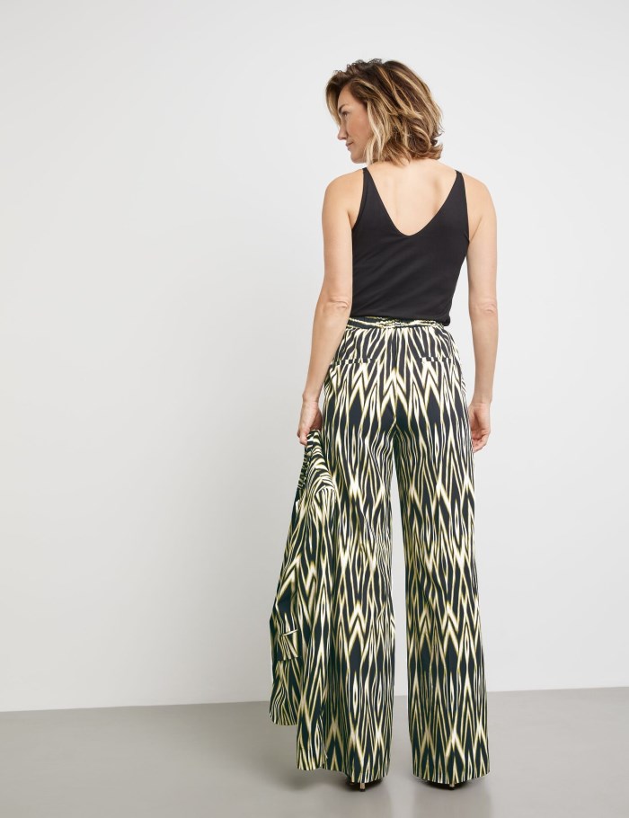 Gerry Weber Pull-on trousers with an ikat print Bukser Multicolor | BMLD9443