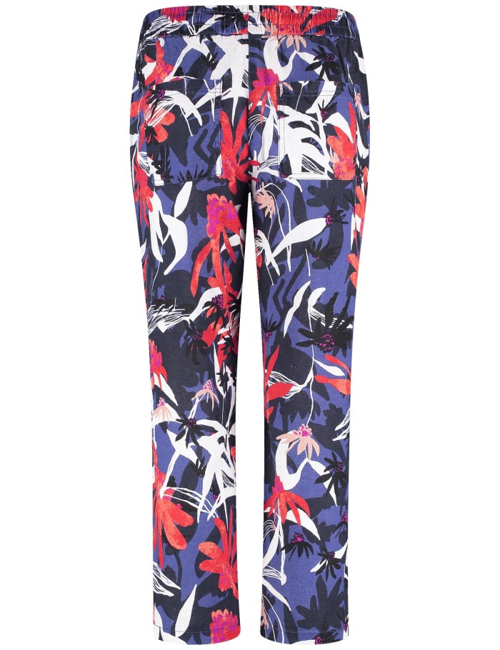 Gerry Weber Pull-on trousers with linen, Easy Fit Bukser Multicolor | HDBW2668