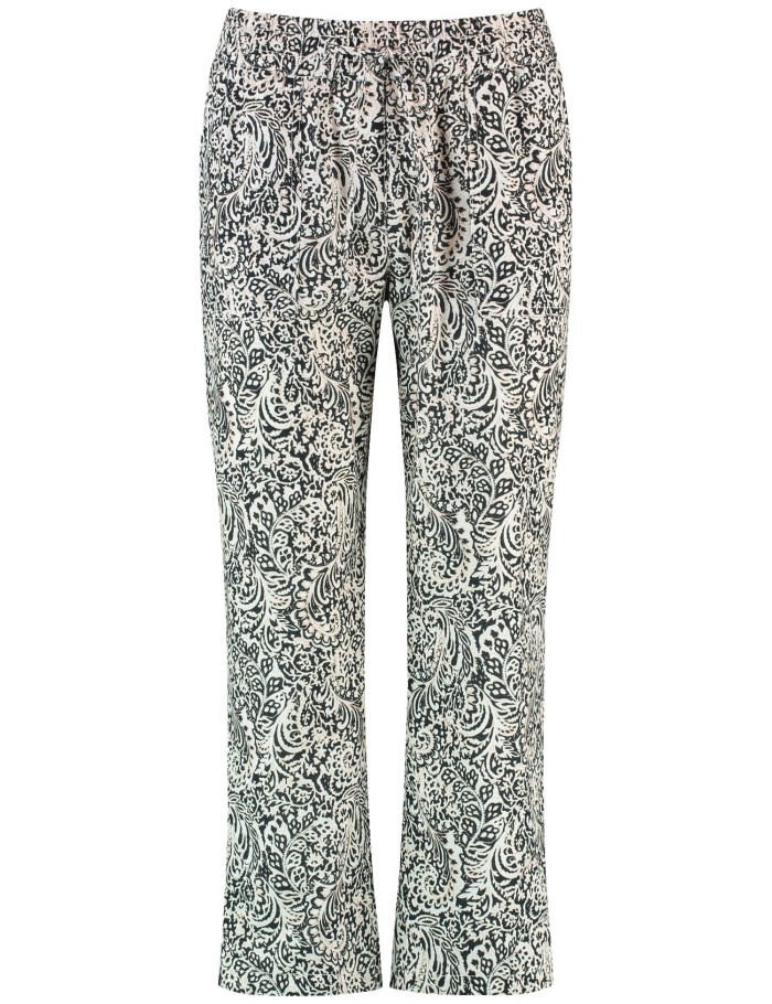 Gerry Weber Pull-on trousers with linen, Easy Fit Bukser Svarte | MZXP2150