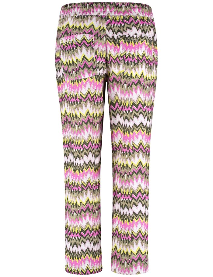 Gerry Weber Pull-on trousers with linen, Easy Fit Bukser Multicolor | STEP5314