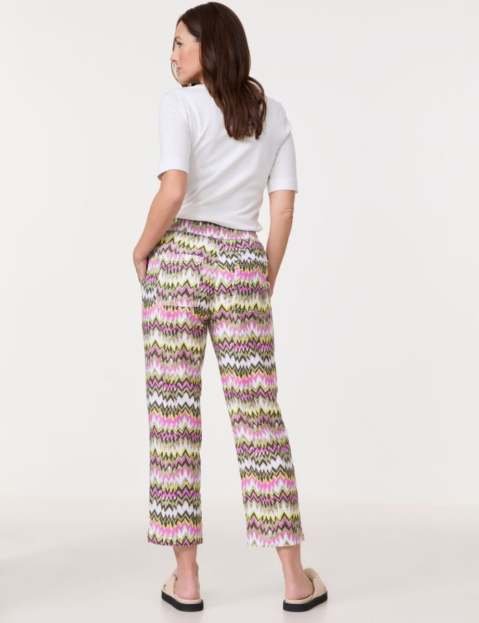 Gerry Weber Pull-on trousers with linen, Easy Fit Bukser Multicolor | STEP5314