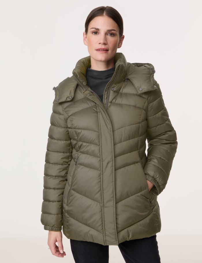 Gerry Weber Quilted jacket with a detachable hood Jakker Grønn | BQXE3429