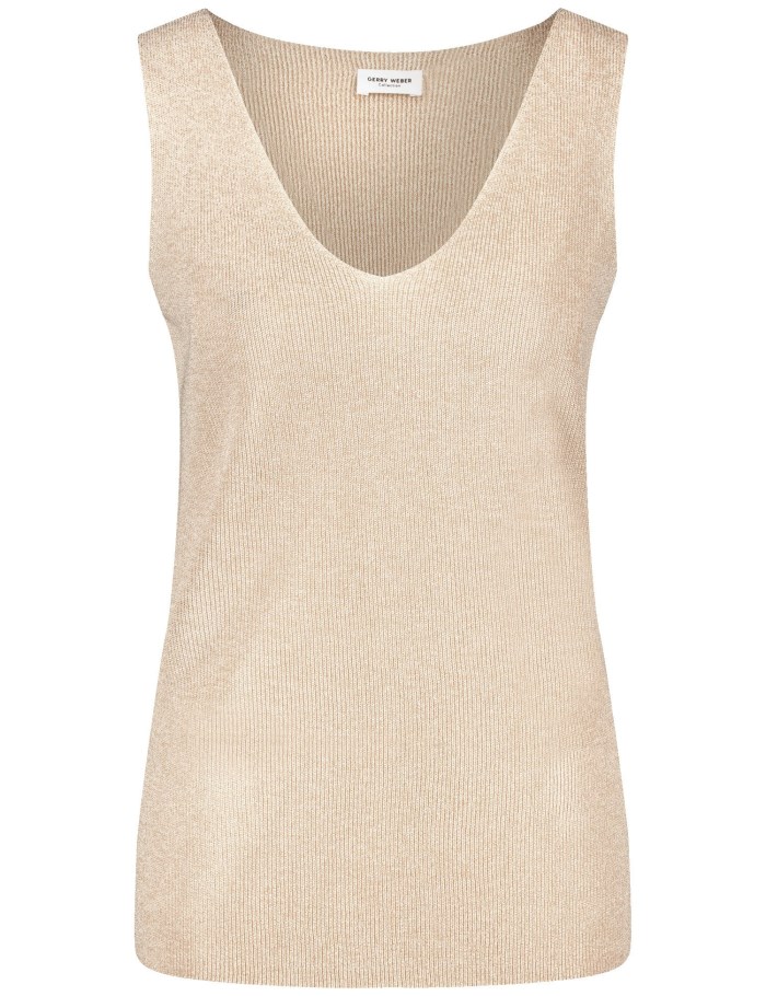 Gerry Weber Rib knit top T-skjorte Beige | WDRM5533