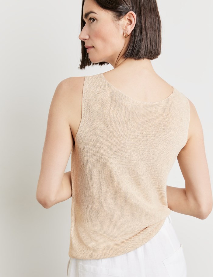 Gerry Weber Rib knit top T-skjorte Beige | WDRM5533