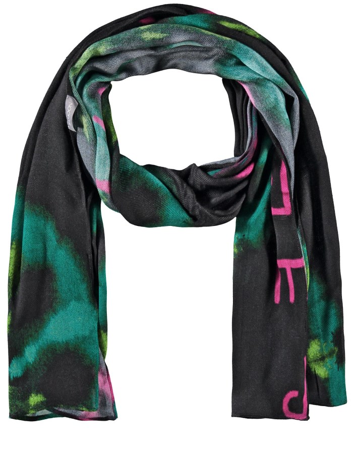 SAMOON Scarf with a kaleidoscope print Skjerf Svarte | PNXA5959