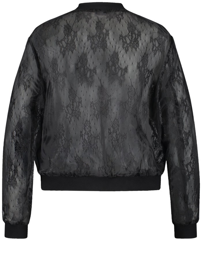 SAMOON Sheer lace bomber jacket Blazere Svarte | BRIE5129