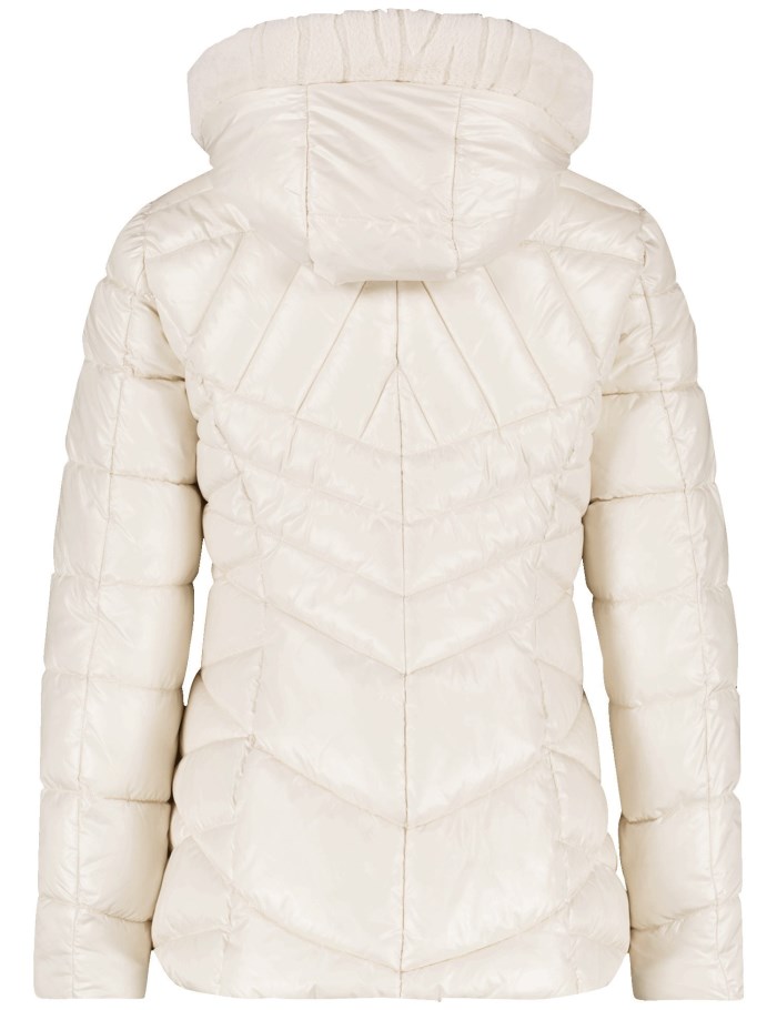 TAIFU Shiny quilted jacket with faux fur Jakker Beige | HRHN1354