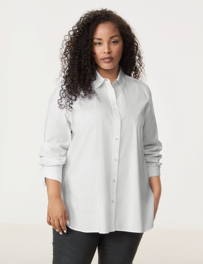 SAMOON Shirt blouse with a button placket on the back Bluse Hvite | LKOF0260