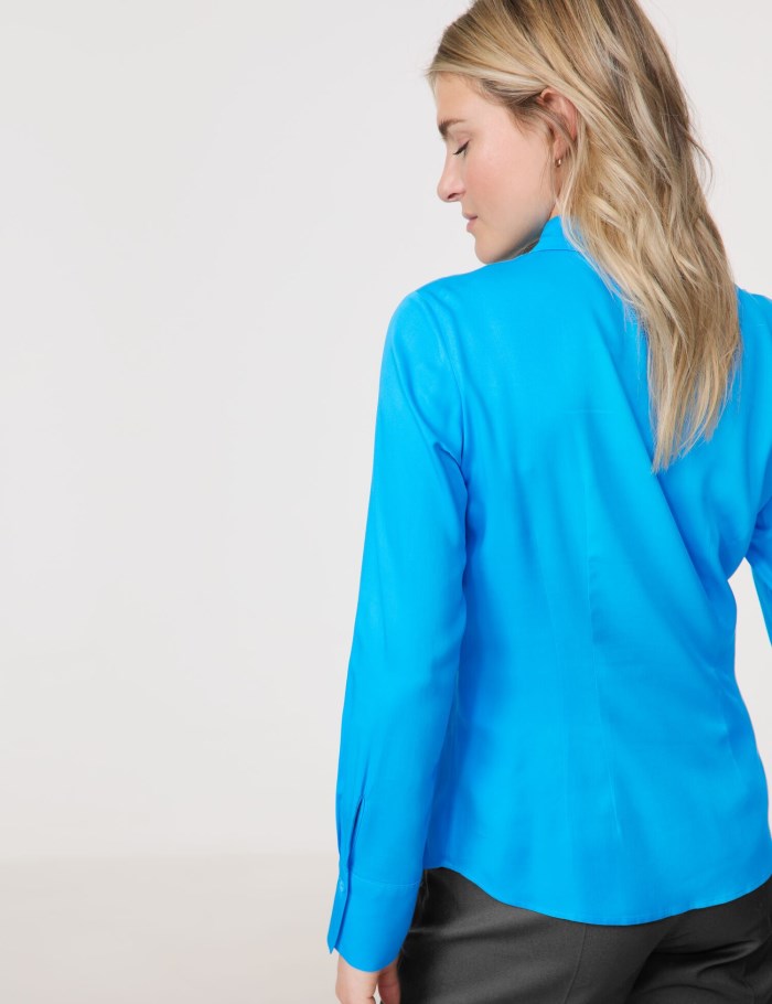 TAIFU Shirt blouse with a subtle shimmer Bluse Blå | AFOH2203