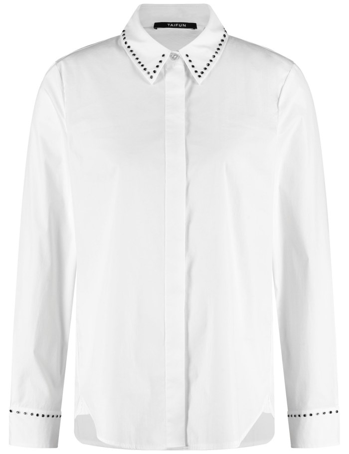 TAIFU Shirt blouse with stud embellishment Bluse Hvite | UZIT9389