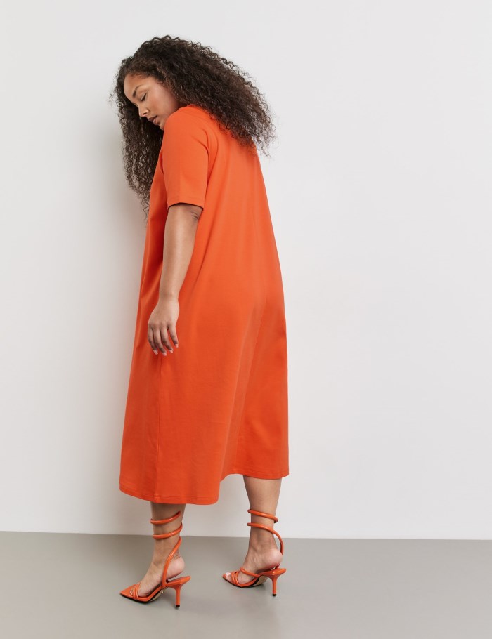 SAMOON Shirt dress made of heavy interlock jersey Kjole Oransje | WIEO5665