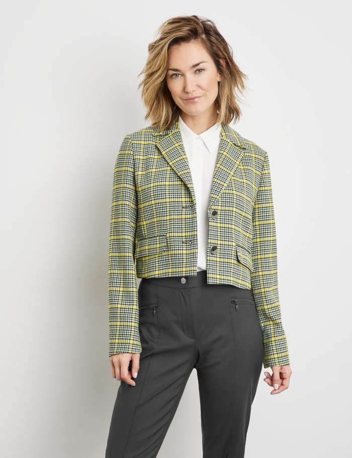 Gerry Weber Short blazer with a check pattern Blazere Grønn | MIHW3353