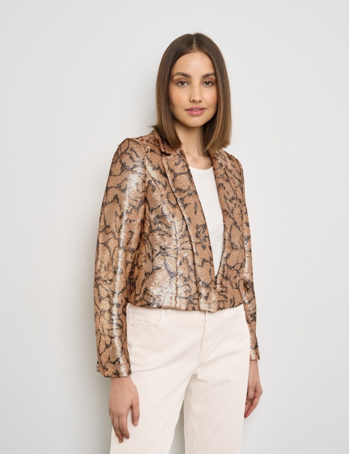 TAIFU Short blazer with all-over sequins Blazere Gull | ZCMQ8528