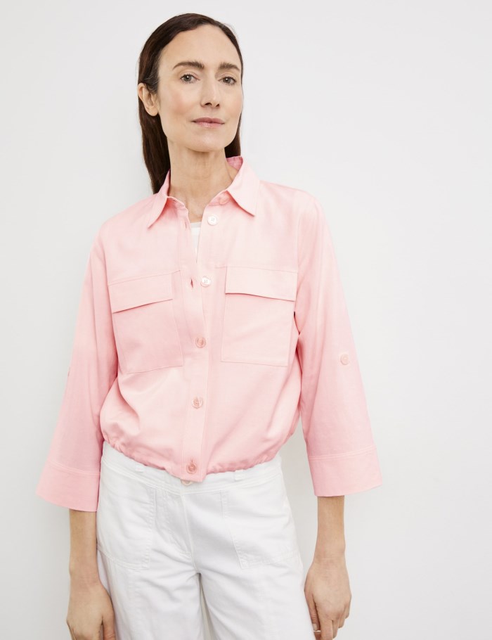 Gerry Weber Short blouse with an elasticated drawstring Bluse Rosa | KXEM5278