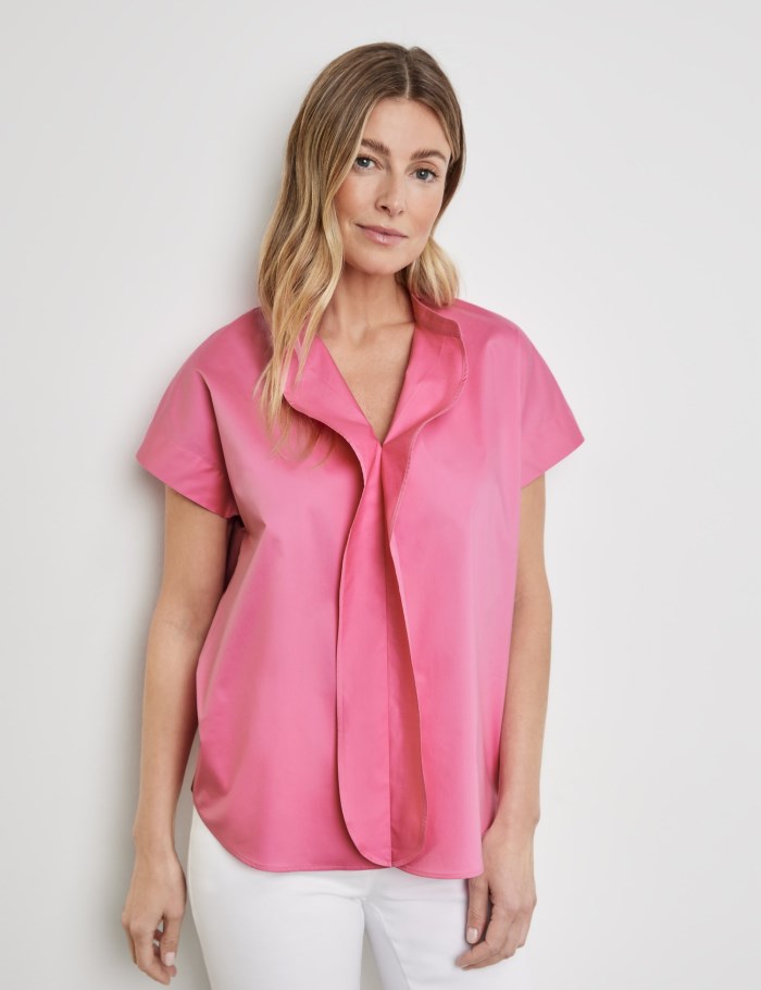 Gerry Weber Short sleeve blouse with a flounce Bluse Rosa | IYMJ4992