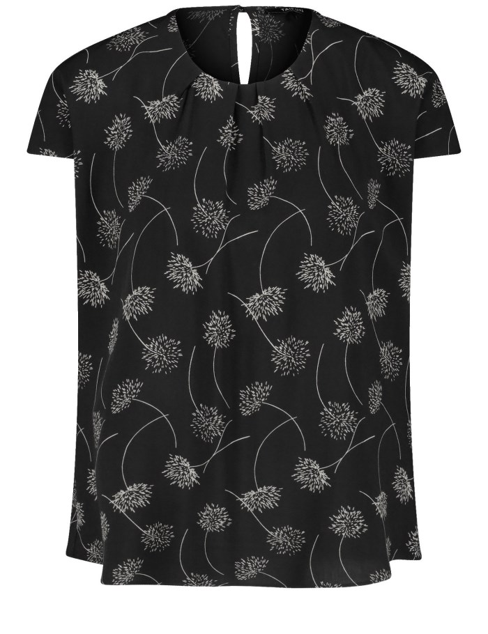 TAIFU Short sleeve blouse with an all-over print Bluse Svarte | LPBX5045