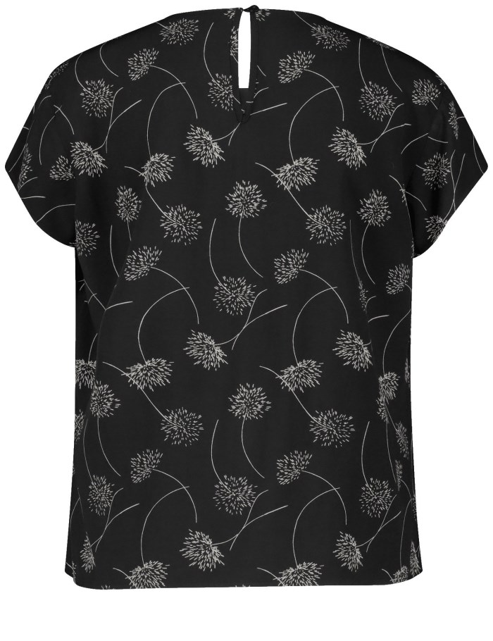 TAIFU Short sleeve blouse with an all-over print Bluse Svarte | LPBX5045