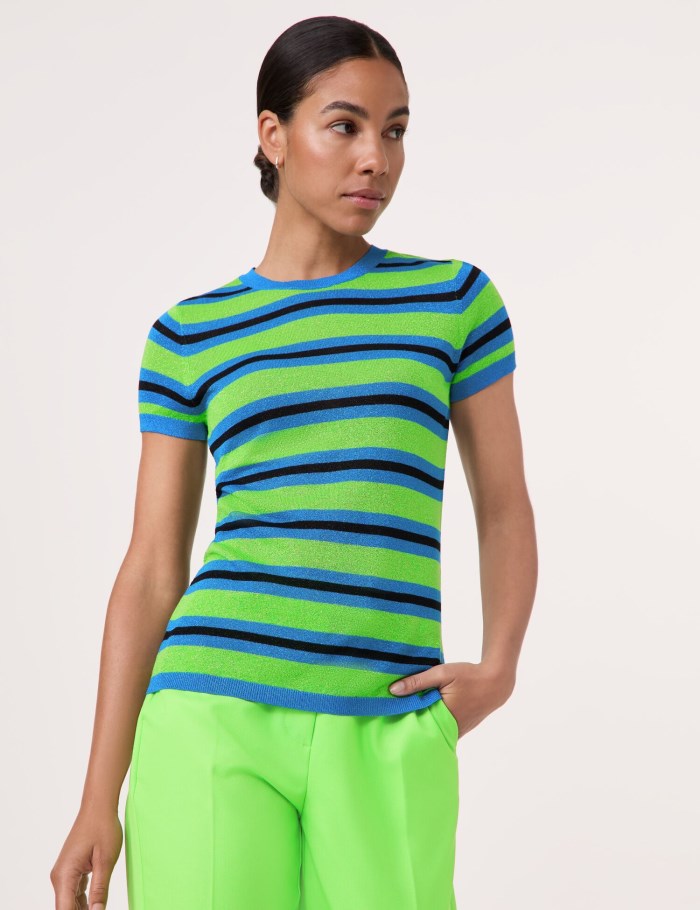 TAIFU Short sleeve jumper with a stripe pattern T-skjorte Grønn | EGQB2407