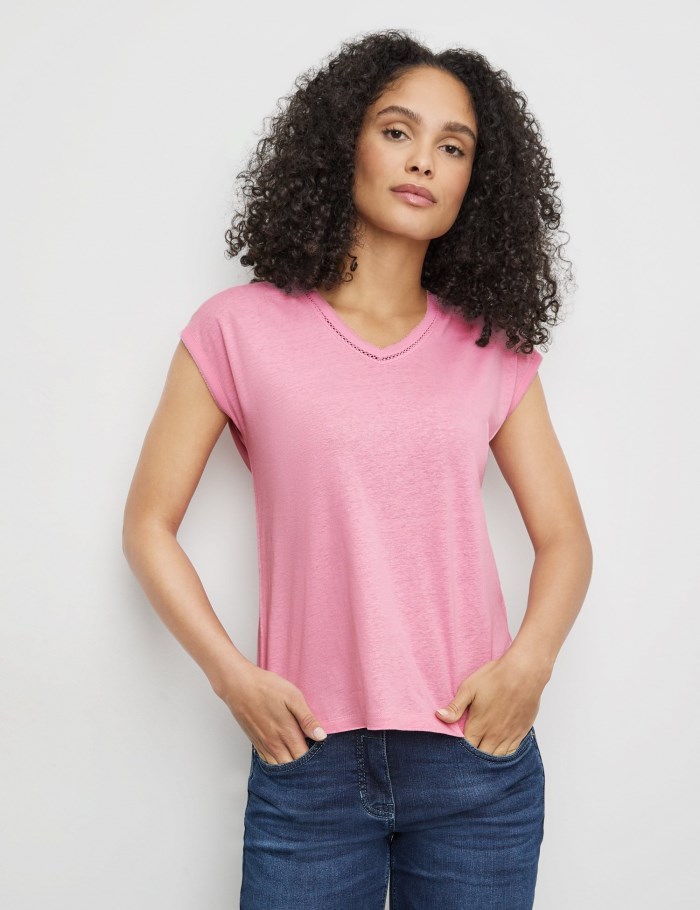 Gerry Weber Short sleeve top with a chiffon trim T-skjorte Rosa | KTKK3324