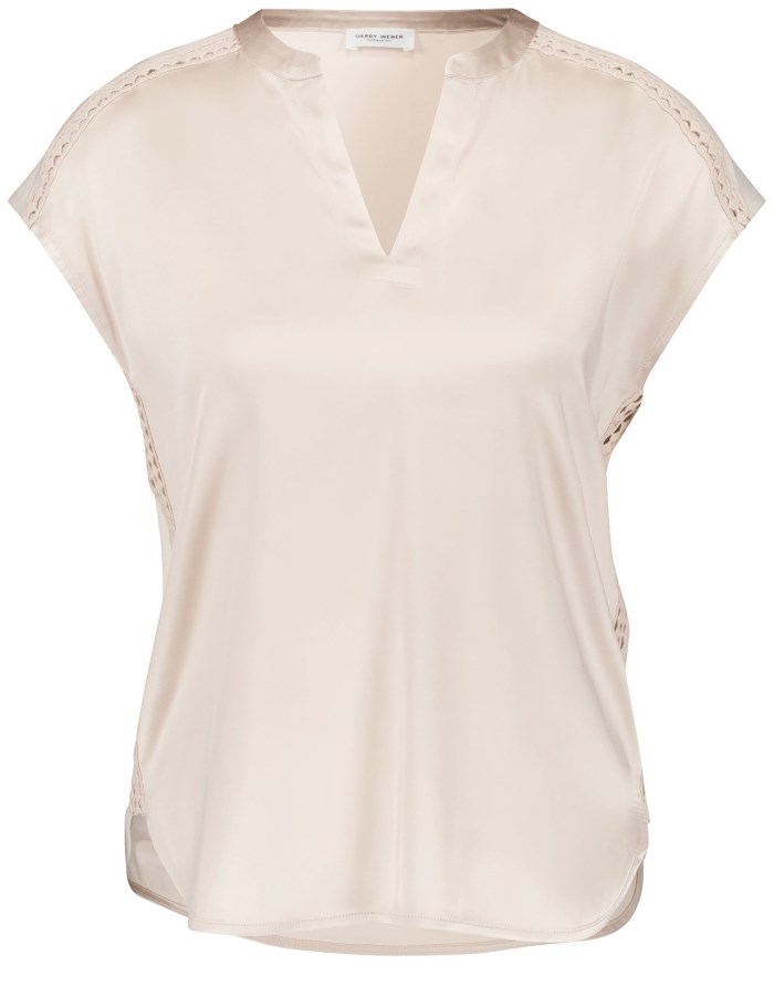 Gerry Weber Short sleeve top with crochet details T-skjorte Beige | ISGW8657