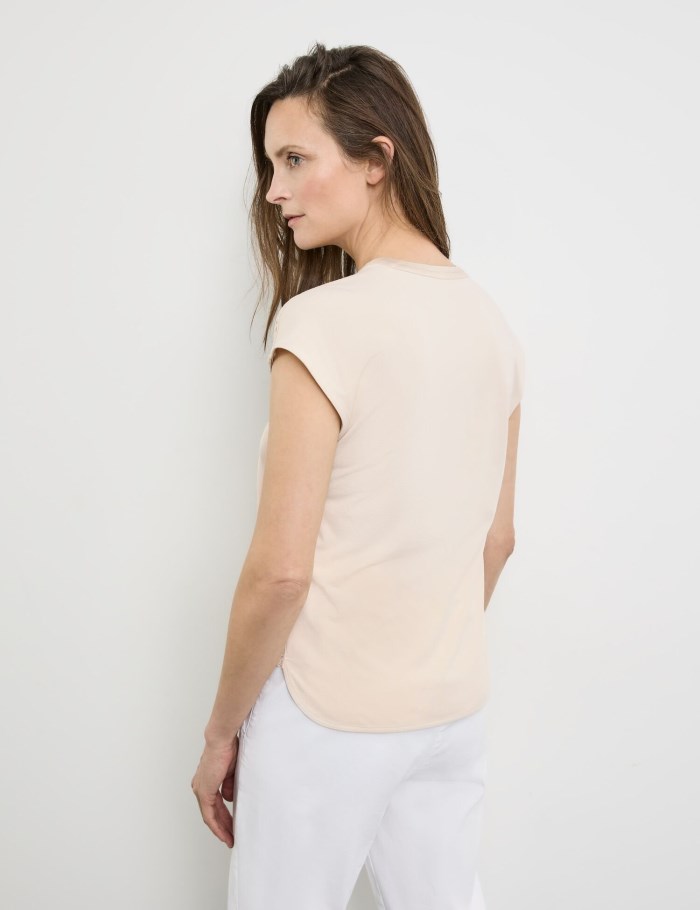 Gerry Weber Short sleeve top with crochet details T-skjorte Beige | ISGW8657