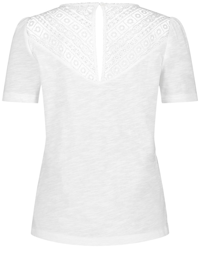 Gerry Weber Short sleeve top with delicate lace T-skjorte Hvite | ZPVE7218