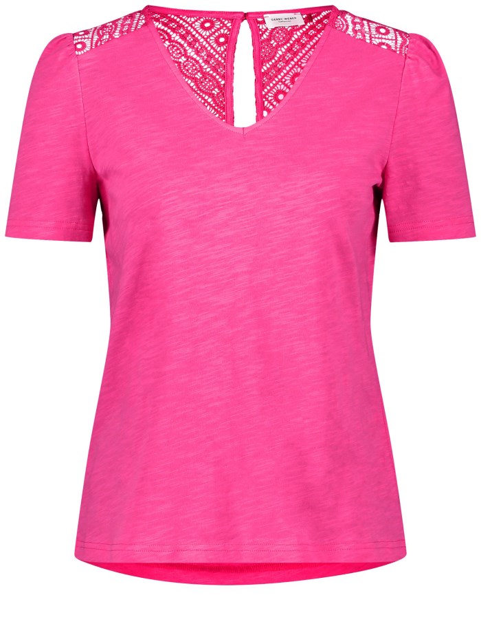 Gerry Weber Short sleeve top with delicate lace T-skjorte Rosa | MHUJ2937