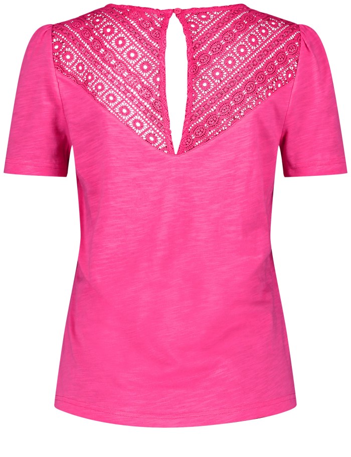 Gerry Weber Short sleeve top with delicate lace T-skjorte Rosa | MHUJ2937