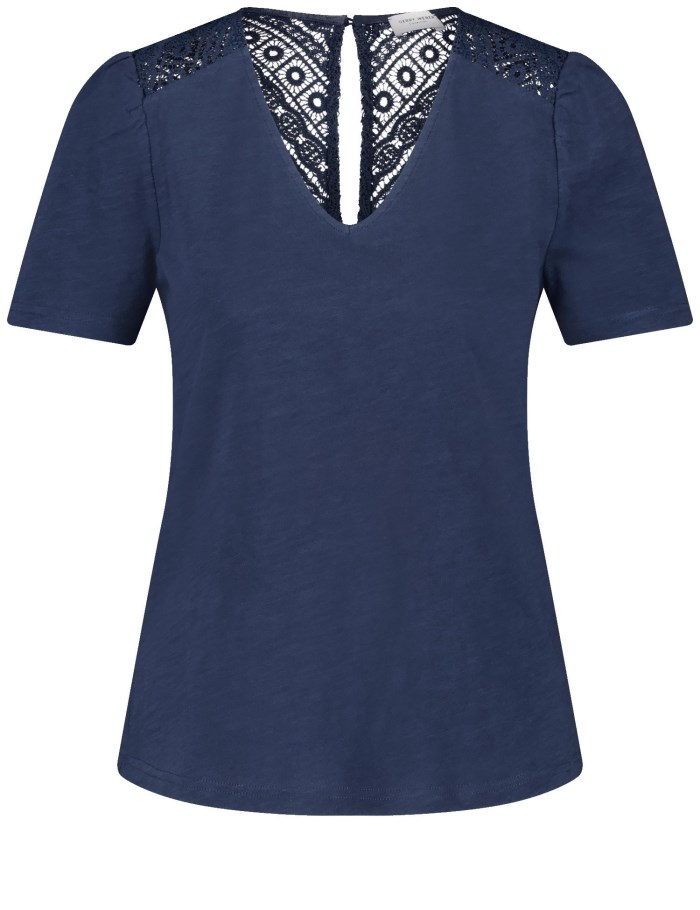 Gerry Weber Short sleeve top with delicate lace T-skjorte Blå | IUKS1535