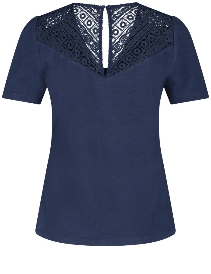 Gerry Weber Short sleeve top with delicate lace T-skjorte Blå | IUKS1535