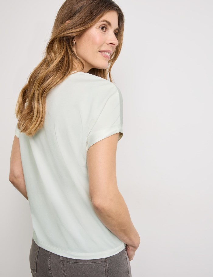 Gerry Weber Short sleeve top with fabric panelling T-skjorte Hvite | TPRM3963