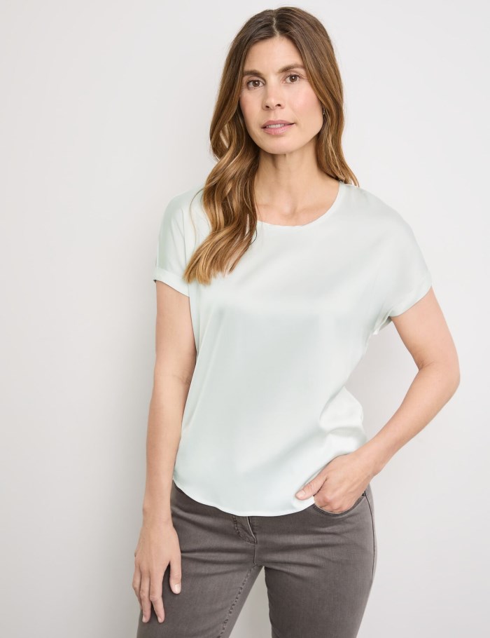 Gerry Weber Short sleeve top with fabric panelling T-skjorte Hvite | TPRM3963