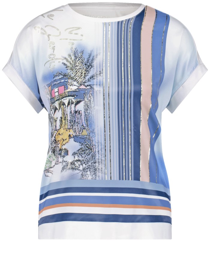 Gerry Weber Short sleeve top with fabric panelling T-skjorte Multicolor | JJYZ6991