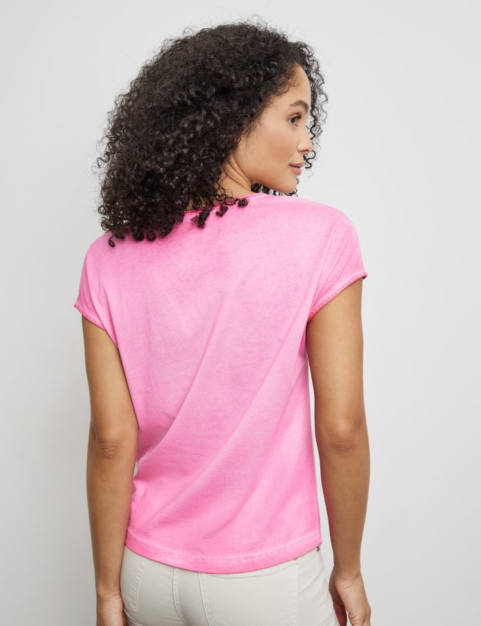 Gerry Weber Short sleeve top with printed lettering T-skjorte Rosa | WCHU5862