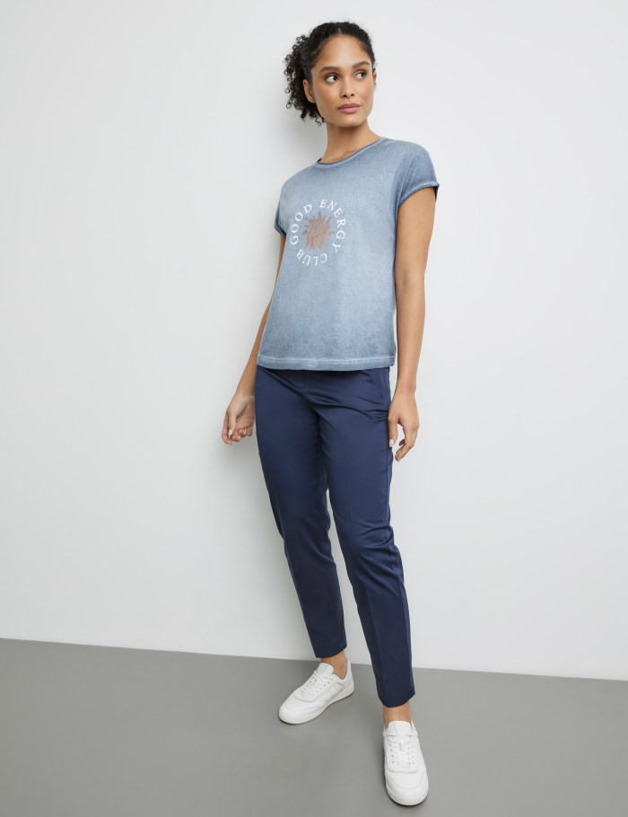 Gerry Weber Short sleeve top with printed lettering T-skjorte Blå | HSYN6100