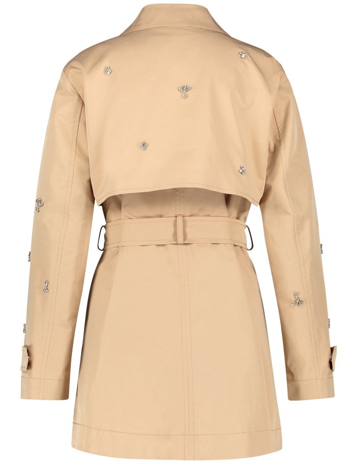 TAIFU Short trench coat with rhinestone details Jakker Beige | UXOF2142