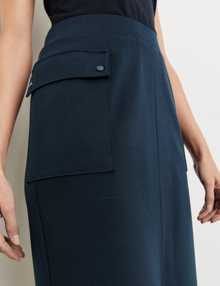 Gerry Weber Simple skirt with patch pockets and a kick pleat Skjørt Blå | CHTS3786