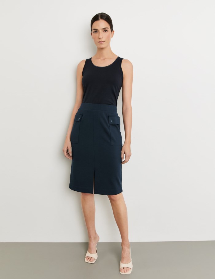 Gerry Weber Simple skirt with patch pockets and a kick pleat Skjørt Blå | CHTS3786