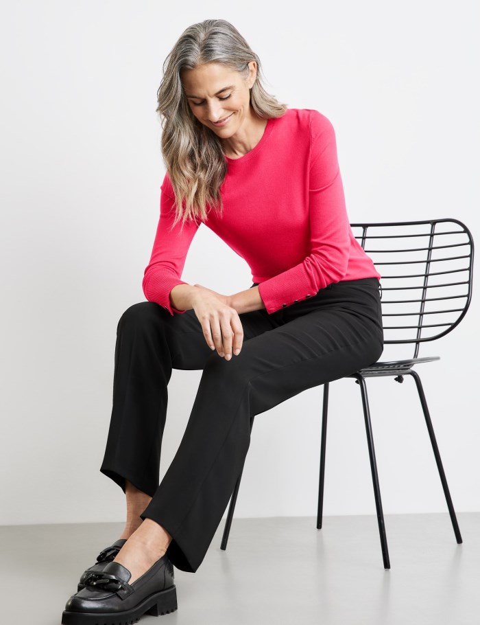 Gerry Weber Simple trousers with pressed pleats Bukser Svarte | XUFP5089