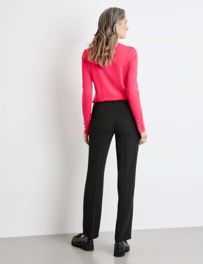 Gerry Weber Simple trousers with pressed pleats Bukser Svarte | XUFP5089