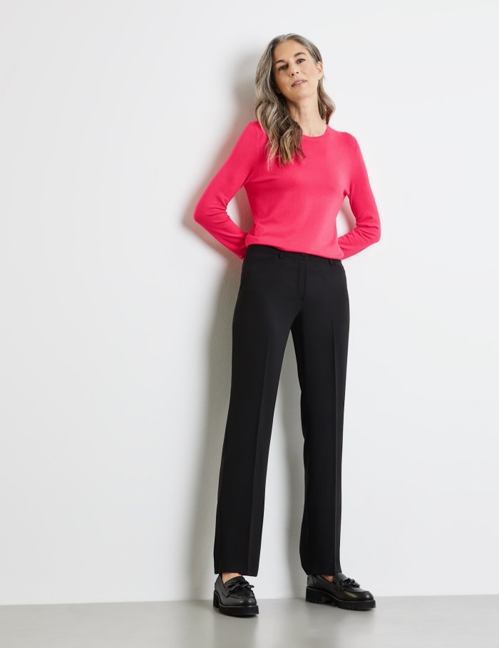 Gerry Weber Simple trousers with pressed pleats Bukser Svarte | XUFP5089